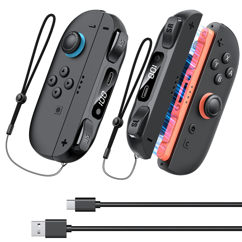 Switch 2 Joypad Charging Grip with Built-in 3700 mWH Battery - 3.5H Fast Charging with LED Display, Enlarged SR/SL Buttons, Charging While Playing (Black & Black) Black & Black