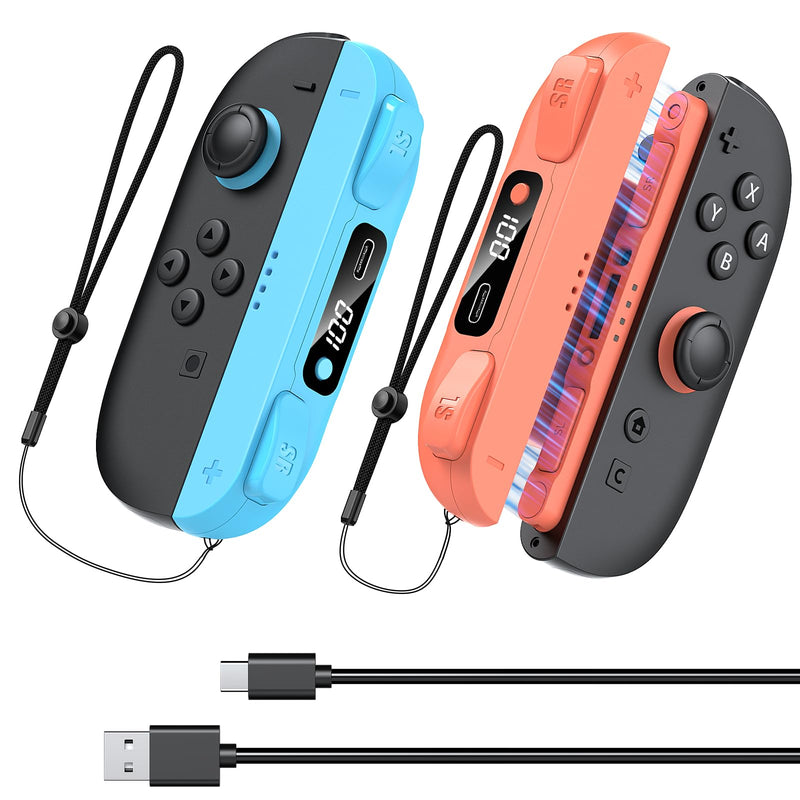 KOVA Switch 2 JoyPad Charging Grip with Built-in 3700 mWH Battery - 3.5H Fast Charging with LED Display, Enlarged SR/SL Buttons, Charging While Playing (Blue & Orange) Blue & Orange