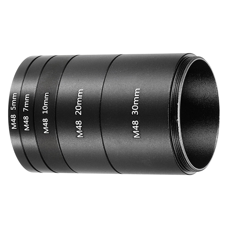 [AUSTRALIA] - PATIKIL 5/7/10/20/30mm Telescope Extension Tube, 5Pcs M48 x 0.75mm on Both Sides Aluminum Alloy Lens Adapter Ring Extension Tube for Camera Eyepiece Telescope Accessory, Black 