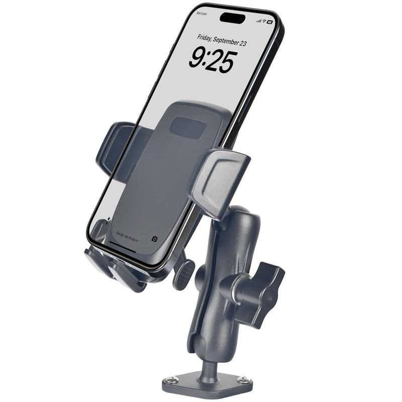 VAUBORTTI 1" Ball Phone Mount – Aluminum Alloy Arm & Base, Double Ball Joint, 360° Adjustable, Screw-Mounted Base, Fits RAM B Size System – Universal Holder for Car, Truck, Van, Desk, Wall, Dashboard