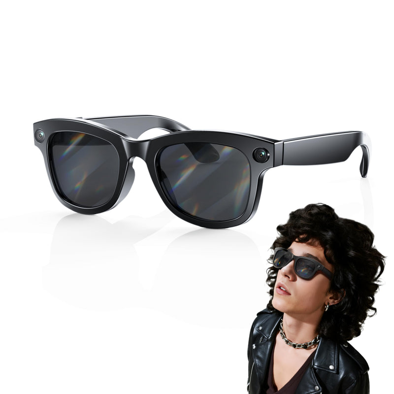 AI Smart with HD Camera Glasses for Videos, Hands-Free Vlog Recording,Open-Ear Audio, Ultra-Light Design for Outdoor&Driving,Pet & Kid Moments, Powered by ChatGPT, Midnight Dark