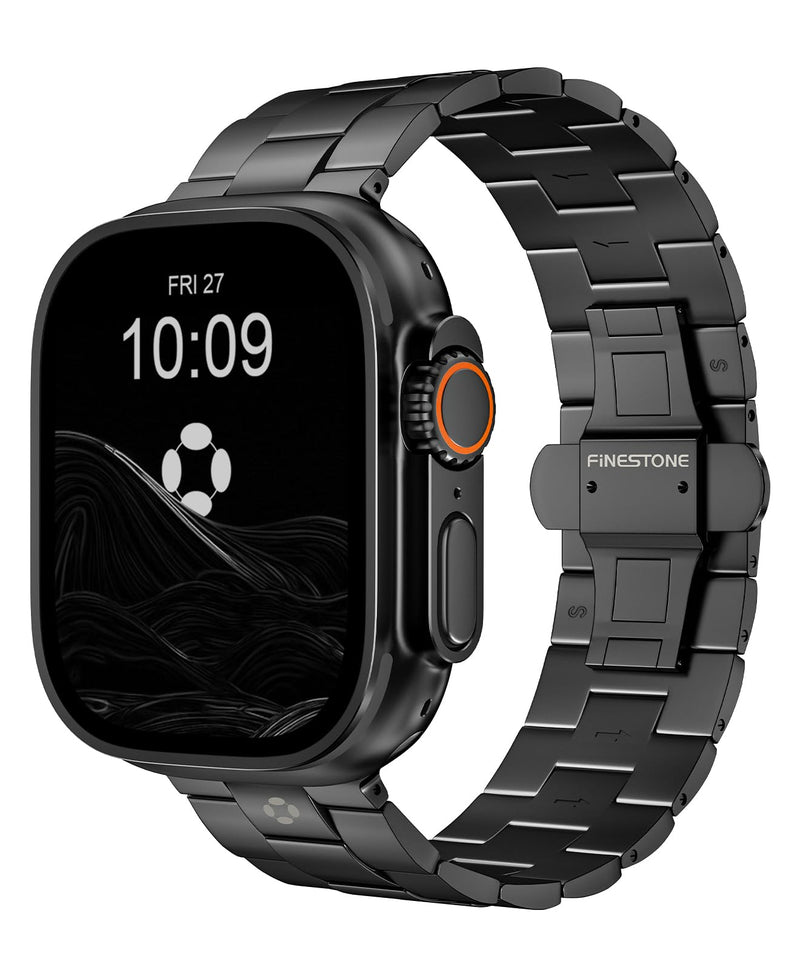 Titanium Band for Apple Watch Ultra 3/2/1 49mm Series 11/10 46mm | Grade 5 Titanium Apple Watch Band, Anti-Scratch DLC Coating, Micro-Adjust Link, 22mm Classic Metal Bands for Men Gift-CRNS03 CRNS03 | Black