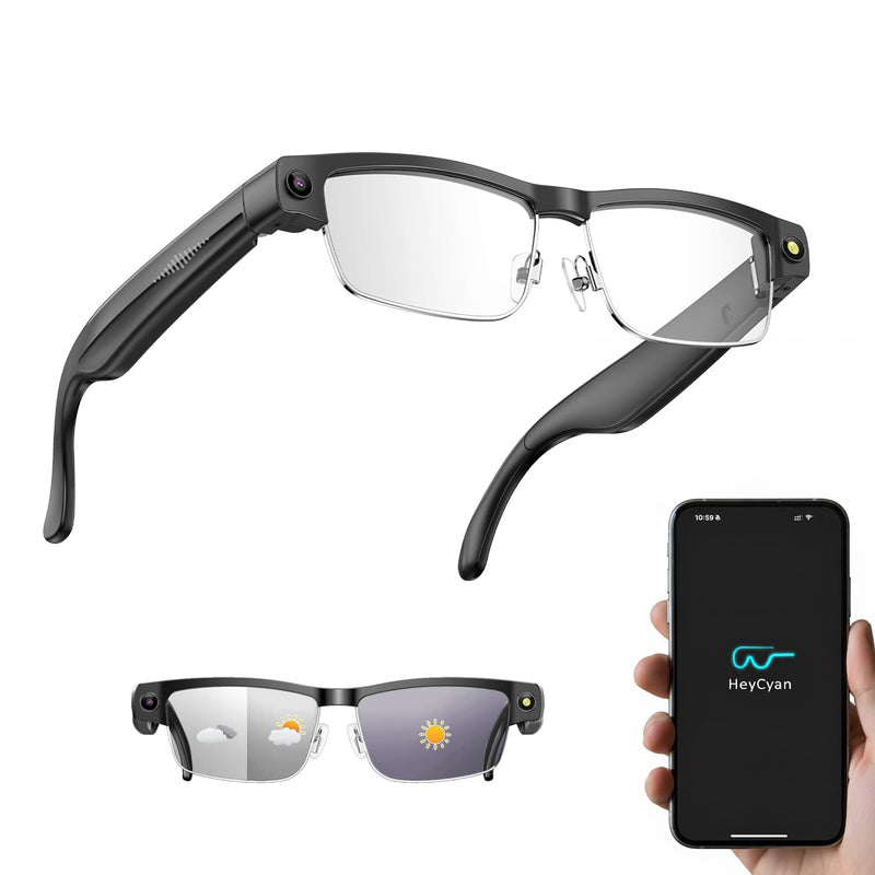 AI Smart Glasses with 8MP Camera – Bluetooth Sunglasses for Men with Real-Time Translation, Voice Assistant, Open-Ear Audio, Auto Photochromic Lenses Lenses L802-US