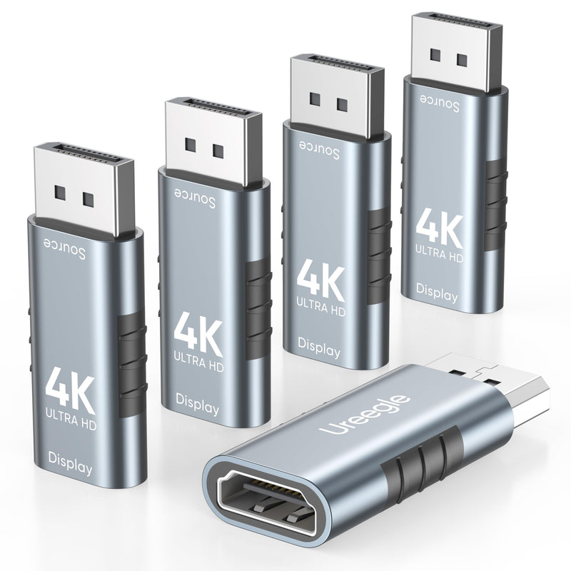 [AUSTRALIA] - DisplayPort to HDMI Adapter, DP to HDMI Adapter 4K@30Hz, 5 Pack Gold-Plated Uni-Directional Display Port to HDMI Converter for PC, Laptop, Monitor, TV, Projector, NVIDIA/AMD GPU, Dell/HP Desktop Gray 