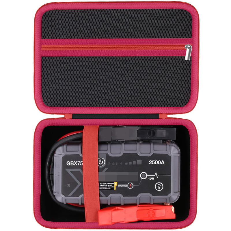 [AUSTRALIA] - Protection Storage Case Compatible with NOCO Boost GB70 / X GBX75 UltraSafe Jump Starter Lithium Battery Booster Pack and Accessories（Black Case + Red Zipper）-Flaxune 