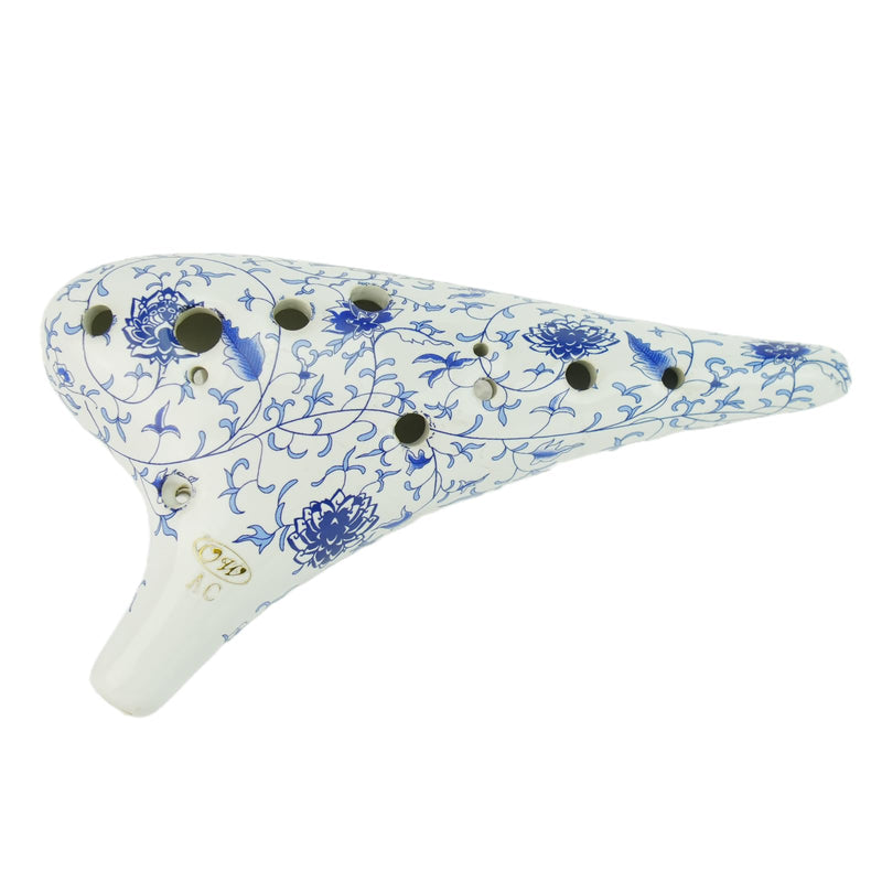[AUSTRALIA] - OcarinaWind 12 Hole Alto C Ceramic Ocarina – Blue & White Glaze | Handcrafted Collectible with Protective EVA Case Blue&White 