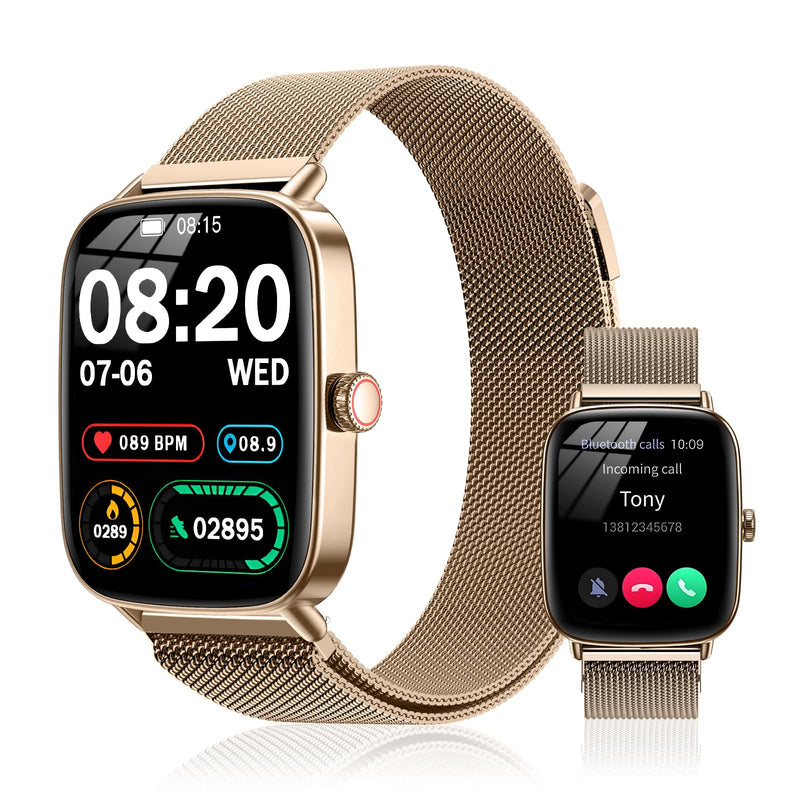 Smart Watch for Women, 1.85" AMOLED Display, IP68 Waterproof Fitness Tracker, 118 Sports Modes, Heart Rate/SpO2/Sleep Monitor, Gift for Her, Compatible with Android iPhone (Rose Gold) Rose Gold