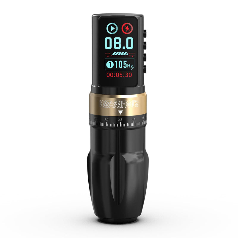 Wormhole Tattoo Gun Wireless Tattoo Machine with 2300mAh Battery, Multi-function Smart Tattoo Pen with 7 Adjustable Strokes Jump-start/Dot Work Mode Tattoo Supplies for Professional Tattooist HP99-A