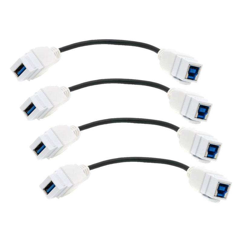 RiteAV White USB 3 A-B Female F/F Pigtail Extension Keystone-to-Cable Dongle (Pack of 4) 1 Unit (Pack of 4)
