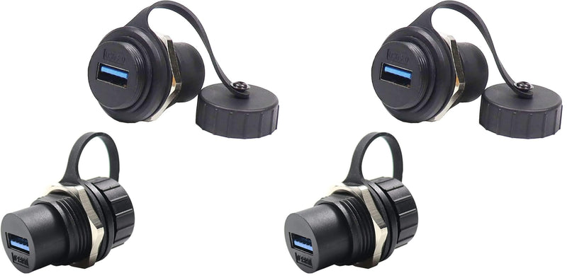 PENGLIN 2PCS Waterproof USB 3.0 Panel Mount Coupler, IP67 USB Pass Through Connector, Female to Female Bulkhead Extension Adapter (Pack of 2) Round type USB3.0(2PCS) (Pack of 2)