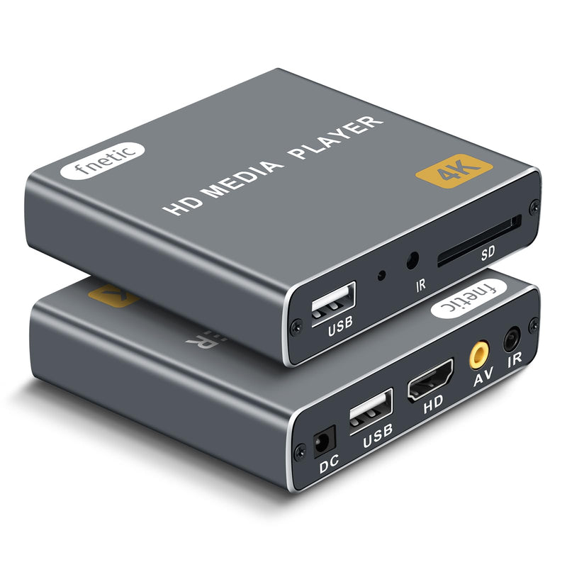 [AUSTRALIA] - 4K Ultra HD Digital Media Player, TV MP4 Video Player, Mini Digital Signage HDMI Media Players for USB Drive/SD Card, H.265/HEVC, Looping Auto Play, with AV Output (Grey) 