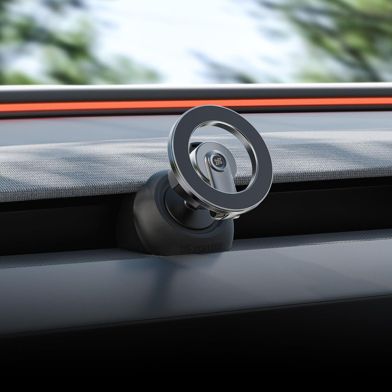 YONZEE Magnetic Phone Mount Compatible with 2025-2026 Model Y Juniper and 2024-2026 Tesla Model 3 Highland, Dashboard Ball Joint Base, Strong Magnetic Holder Ring, 360° Rotation Model Y(2025-2026)/Model 3(2024-2026)
