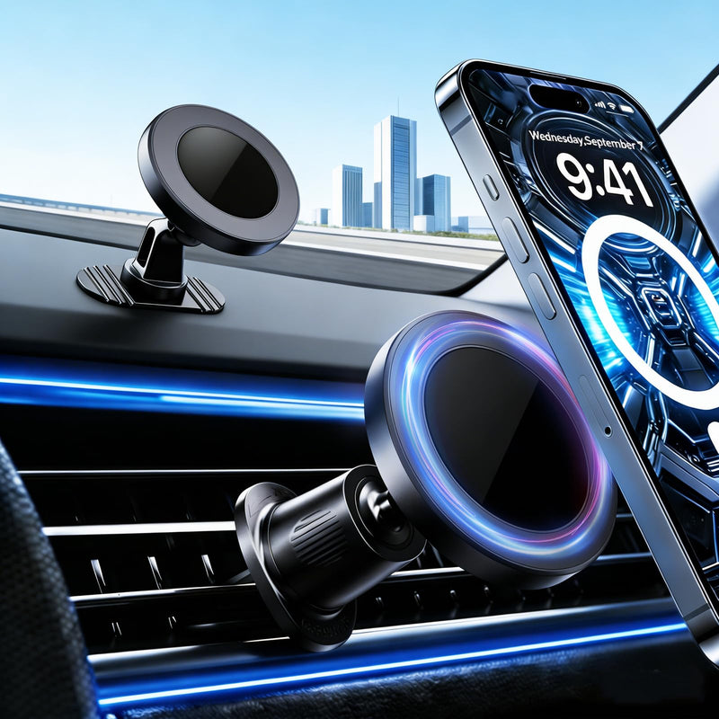 RayLink for MagSafe Car Mount, Magnetic Phone Holder for Car Dashboard, Windshield & Air Vent - 3-in-1 Mounting, 360° Rotation, 38 lbs Strong Grip for iPhone 17-12 & Android