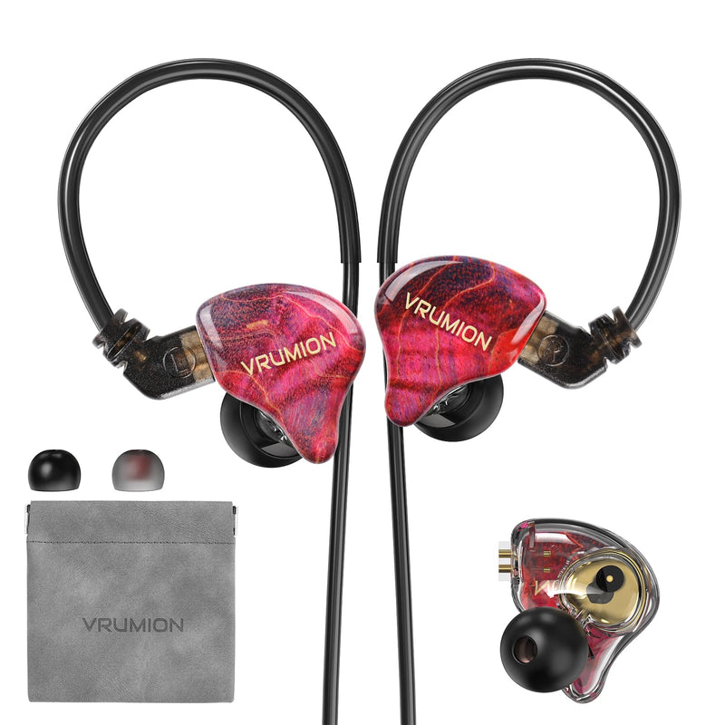 IEM,1BA+1DD 2 Driver in Ear Monitor,HiFi Earbuds Wired,Gaming Earbuds,Hybrid IEMS Earphones with Wooden Handmade Craft Surface Cover,Detachable Cable for Musician,Pop Rock R&B -Without Mic