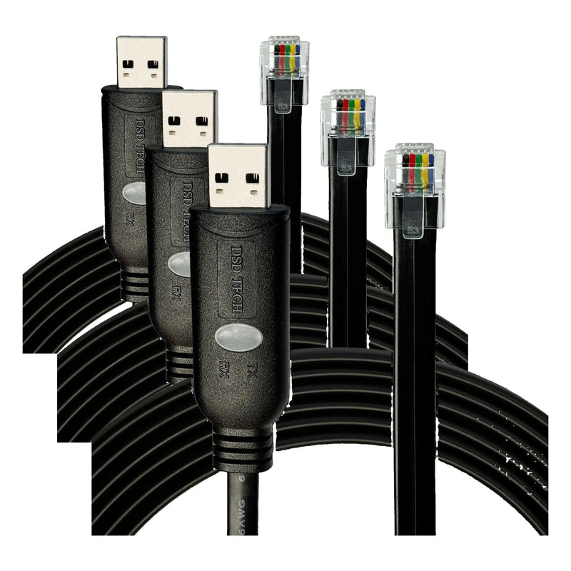 DSD TECH SH-RJ12A USB to RJ12 6P4C Serial Cable for APC PDU ATS(5.9FT/1.8M) (Pack of 3) 6 feet (Pack of 3)