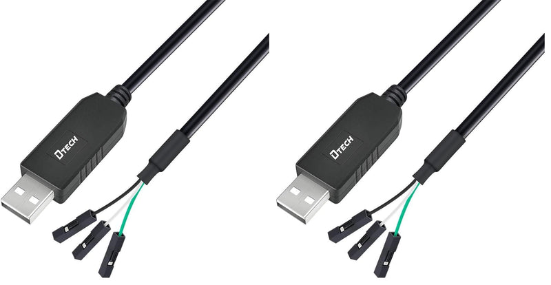 DTECH 3ft USB to TTL Serial Cable 3.3V 3 Pin TX RX Signal UART Adapter Debug Cord Compatible with Windows 11 10 8 7 Linux MAC OS Genuine FT232RL Chip 3Pin 3v3 2.54mm Dupont Female Header (Pack of 2) 6ft/1.8m (Pack of 2)