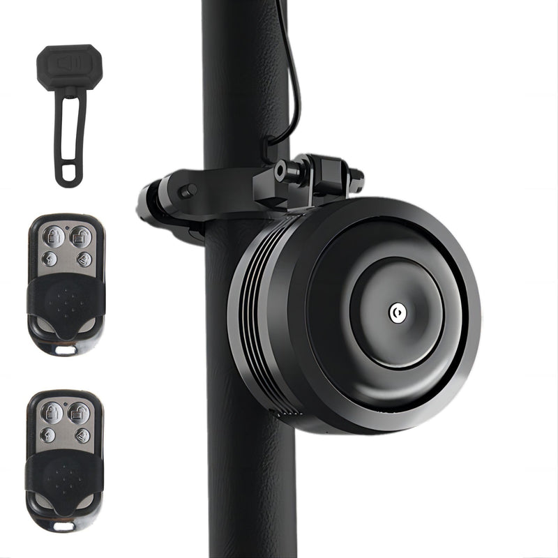 [AUSTRALIA] - Electric Bike Horn and Alarm System, 125dB, USB-Rechargeable, Waterproof, Remote Control 