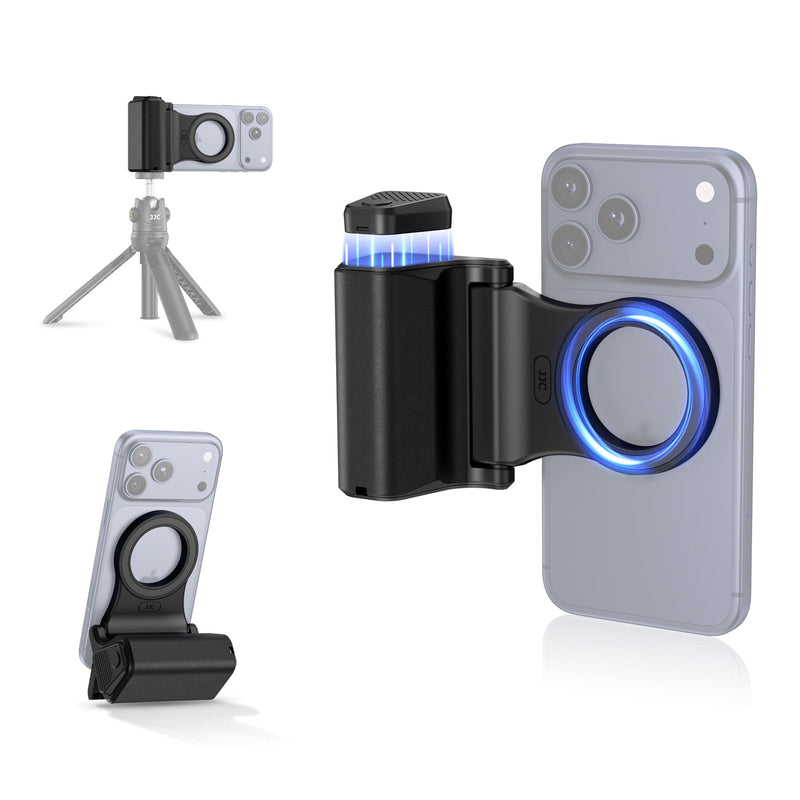 [AUSTRALIA] - JJC Upgraded Magnetic Phone Camera Grip with Remote, Cell Phone Camera Grip Handle Compatible with MagSafe iPhone Android Phones, with 1/4" Tripod Screw for Vlogging Video Recording Selfie 