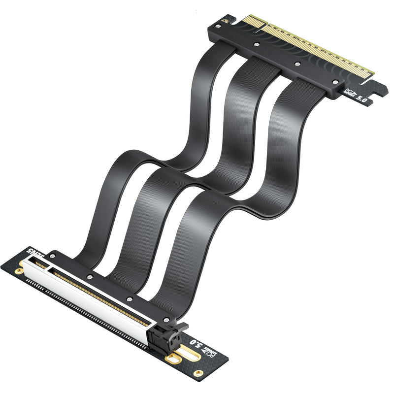 PCIe 5.0 x16 GPU Riser Cable 300mm, Up to 128GB/s High-Speed Extension Cable for Vertical GPU Mount, Supports RTX 50/40 Series & RX 9000/7000 Series, Backward Compatible with PCIe 4.0/3.0