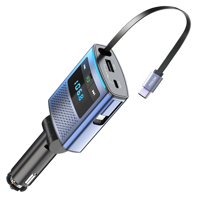 [AUSTRALIA] - Deepfeel Bluetooth 5.3 FM Transmitter, Fast Charging [PD45W & QC3.0] FM Radio Transmitter Mics, Light Switch, HiFi Bass Sound, Wireless Music Hands-Free Calling LED Display Support USB/TF Drive 