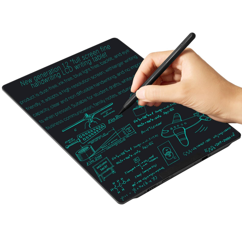 12in Rechargeable LCD Writing Tablet, Bezel-Free Type-C Digital Notepad | for Adults Ultra-Slim Lightweight Fine Lines No Palm Marks Office Home School Reusable