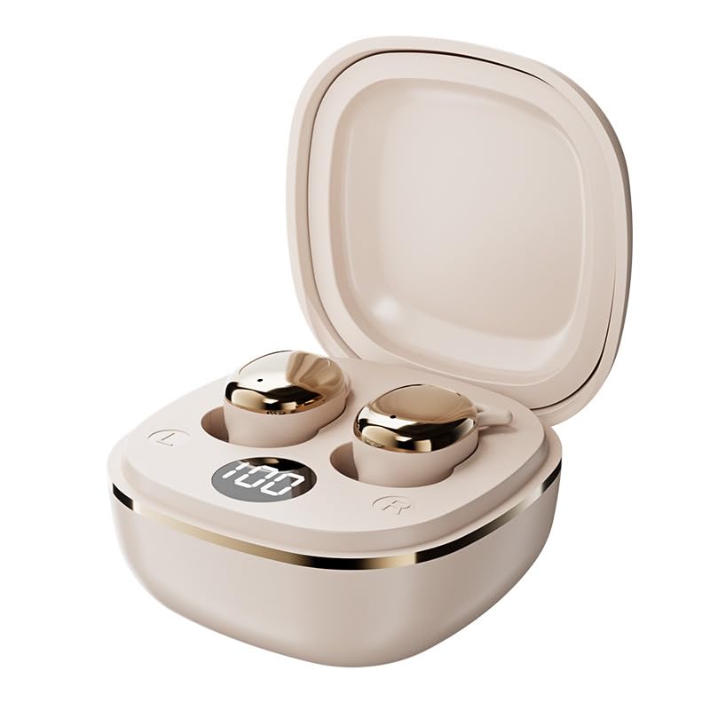 Mini Sleep Earbuds for Side Sleepers, Wireless Bluetooth Earphones | Ultra Lightweight, Noise Masking for Deep Sleep, Comfortable Invisible Open Ear Design (Beige) Beige