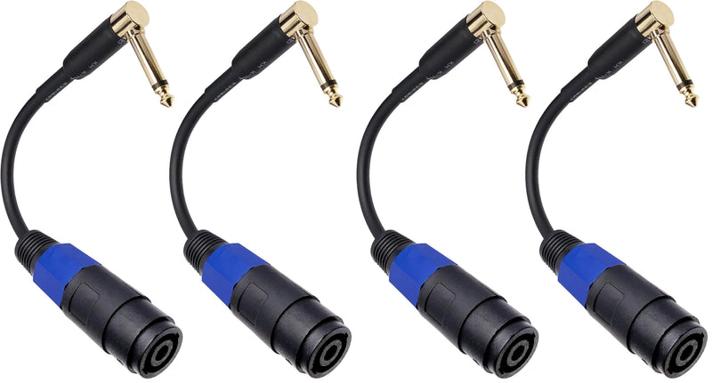 CESS-144 Speakon Female Connector to 1/4" Male TS Speaker Cable - Speak-on Jack to 1/4 TS Plug (Right-Angle Plug) (Pack of 2) Right-angle Plug (Pack of 2)
