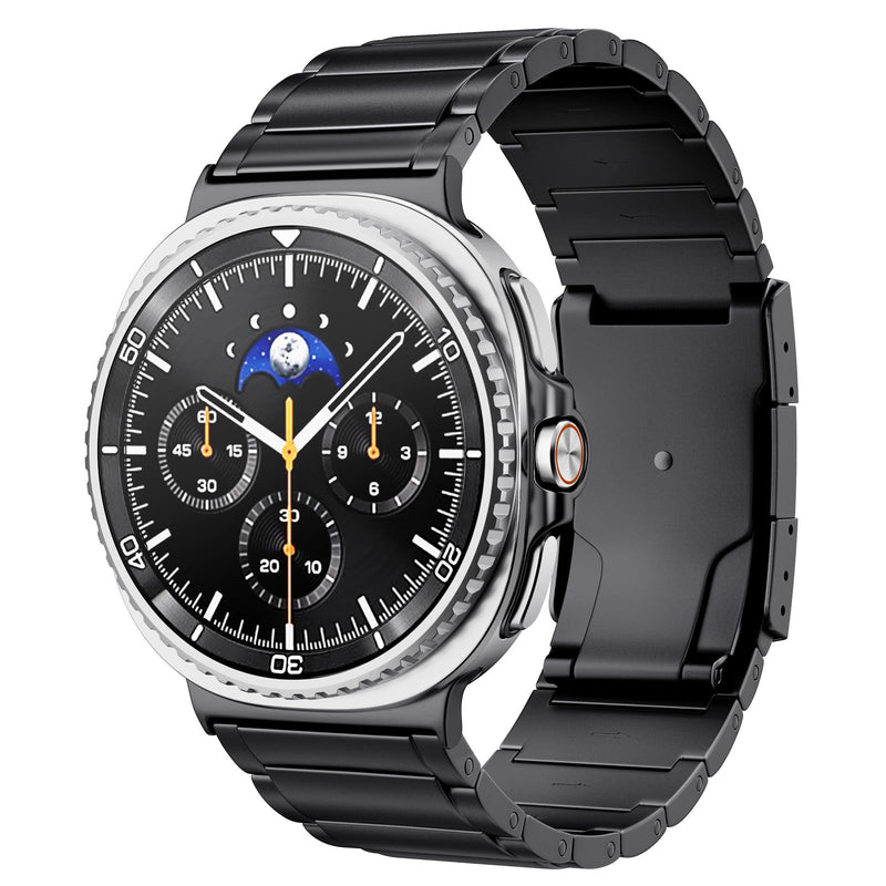 Titanium Band for Samsung Galaxy Watch 9/8 40mm/44mm/8 Classic 46mm | Titanium Metal, Lightweight & Ultra-Durable, Business & Casual Style, Folding Clasp with Double Security for Men Women Black Titanium