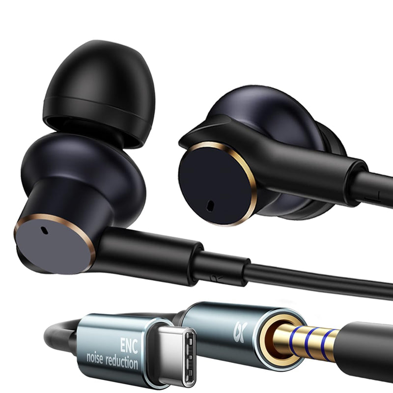 Wired Earphones Immersive Bass Noise Cancellation In-Ear 4-driver Headphone | Wired Earbuds with Microphone noise-canceling call,subwoofer and clear DAC decoded sound Universal USB C 3.5mm plug