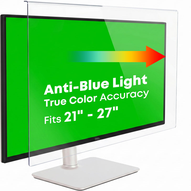 Hanging Anti Blue Light Monitor Screen Protector - Blocks 87% 460nm Blue Light & 97% UV, No Installation, 93% HD Clarity, Fits 21-22" Monitorst 22"-16:9 (19.29"×12.48")