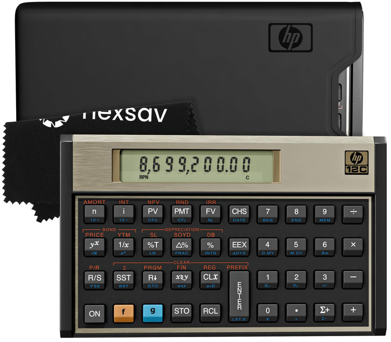 HP 12C Financial Calculator – 120+ Functions: TVM, NPV, IRR, Amortization, Bond Calculations, Programmable Keys – RPN Desktop Calculator for Finance, Accounting & Real Estate – Includes Case + Cloth | Programmable for finance, accounting and real estat...