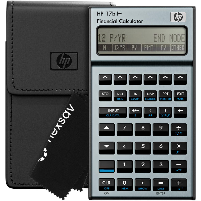 HP 17bII+ Financial Calculator – 250+ Professional Functions for Business, Finance & Accounting – RPN, Algebraic Entry, College Math Solver, 2-Line Display, 28KB Memory – Includes Case, Cleaning Cloth | For business, finance and accounting, college mat...