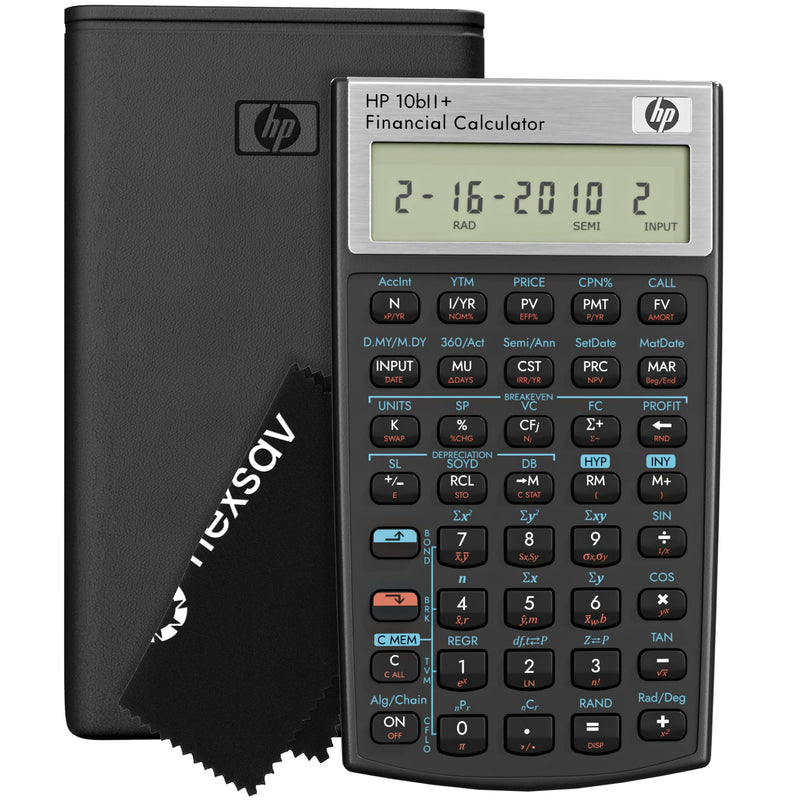 HP 10bII+ Financial Calculator, 100+ Functions, Statistics & Algebra | For business, finance and accounting, college and high school students, exam approved for SAT, AP and PSAT, case and cloth HP 10bii+ 2026