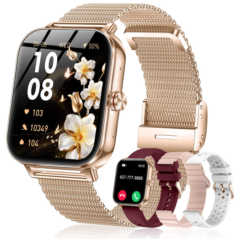 Smart Watches for Women (Android&iPhone), 1.85" HD Smart Watch with Calls/Messages/Notifications, 1000mAh Battery lasts 20 days, Heart Rate/Sleep Monitoring, 130+ Sports Modes Activity Trackers