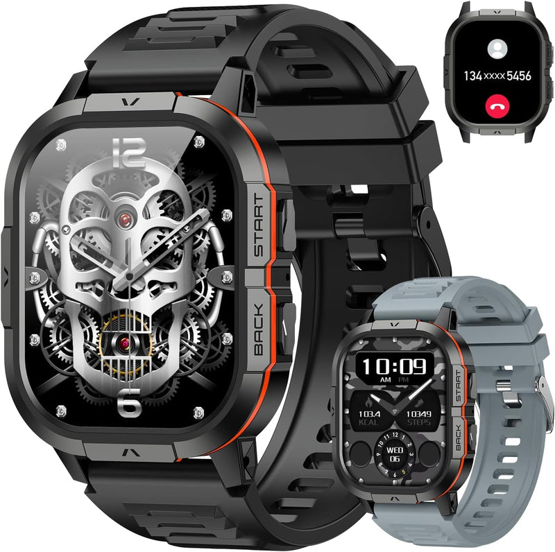 Smart Watch for Men Fitness Tracker: Waterproof Military Digital Mens Watches Running Make Answer Call Smartwatch Android Phone iPhone Samsung Compatible Sleep SpO2 Heart Rate Monitor Step Pedometer