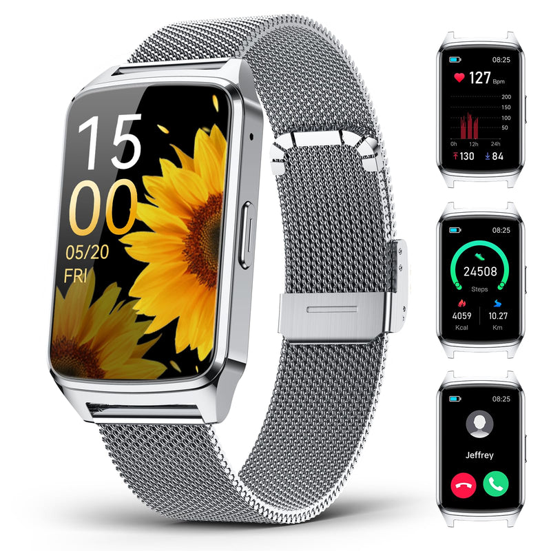 Fitness Tracker Watch for Women Men, Step Counter Compatible with iPhone Android, IP68 Waterproof Activity Tracker with Sleep Monitor, 110+ Sports Pedometer (Cold Steel Silver, 1.57) Cold Steel Silver