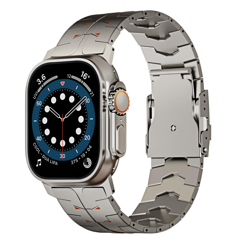 MOLOSLEEVE Titanium Band for Apple Watch Ultra 3/2/1, Wider Body 26mm with Secure Clasp, No-Gap Fit, Lightweight Natural Titanium Orange 49mm