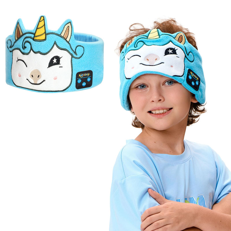 Kids Sleep Headphones Bluetooth Headband, Wireless & Wired Headband Headphones with Ultra-Thin Stereo Speakers for Toddlers Sleeping Airplane Travel BrightBlue