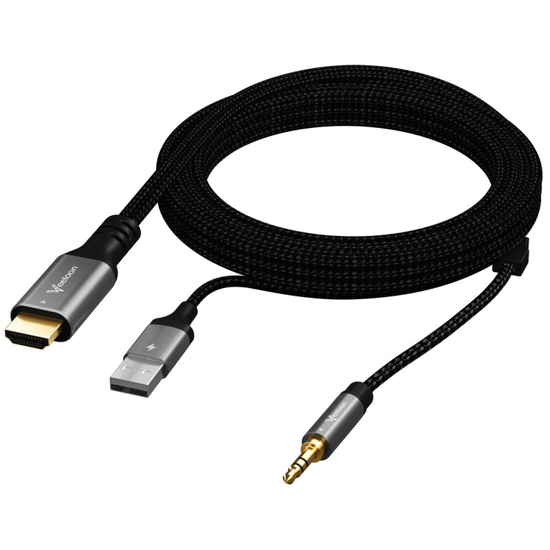 HDMI ARC to 3.5mm AUX Audio Extractor Converter Cable 3 FT, USB Powered ARC/eARC to Stereo Male Adapter Splitter,192KHz PCM for TV Sound System Speaker Soundbar Home Theater Amplifier,Plug & Play 3FT