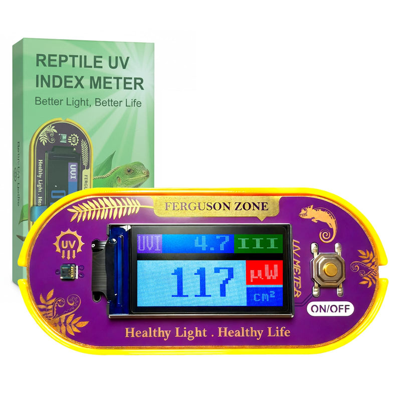 [AUSTRALIA] - Reptile UVB UVA Light Meter for Bearded Dragon Tank Accessories, Portable Light Meter & Radiation Detector for Reptiles, Test Light and Sunlight Wavelength Meter with CR2032 Battery Light Yellow 