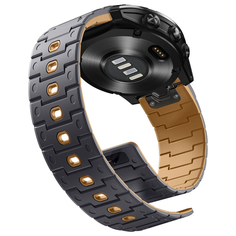 Bandletic 26mm Quick fit Watch Band Compatible with Garmin Fenix 6X/7X | Soft Silicone Magnetic Watch Band for Fenix 8 51mm/7X 6X Pro/5X Plus/3/Instinct 2X/Enduro/Tactix/Descent MK2i Smartwatches Anthracite Gray/Ochre