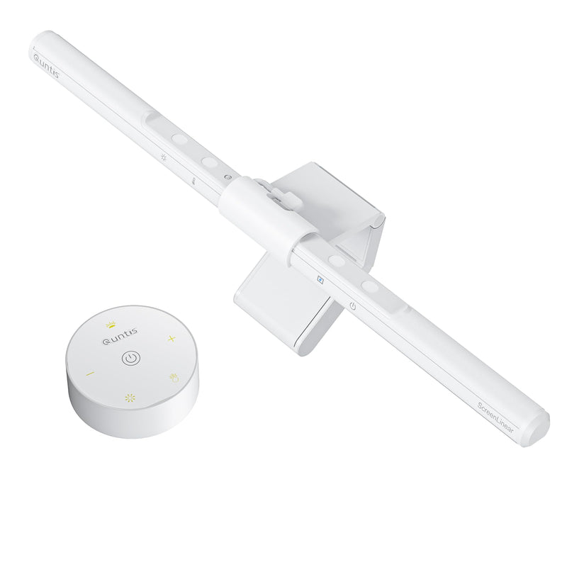 Quntis Monitor Light Bar Pro White, Eye-Care No Glare USB Computer Lamp, Stepless Dimming & Auto-Dimming Brightness, Dual Control, Modern Aesthetic Space Saving Desk Accessories Office Gaming Reading ‎ScreenLinear Pro White