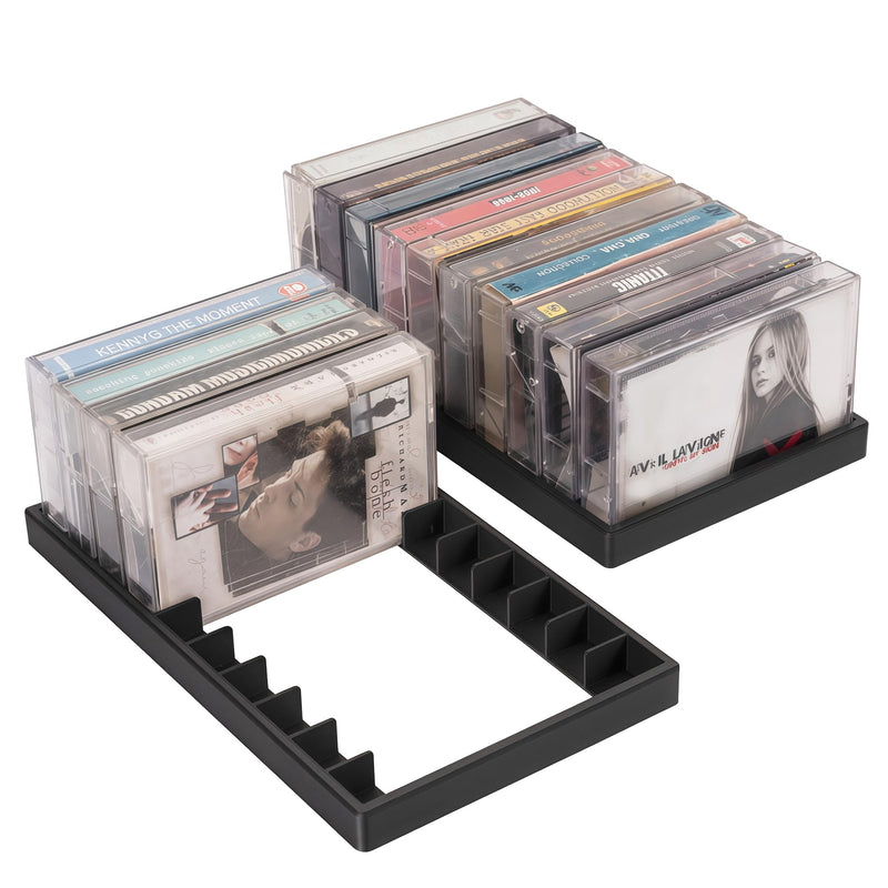 [AUSTRALIA] - 2Packs Cassette Tape Storage Organizer Rack- 20 Slots Audio Cassette Tape Holder, Durable And Stylish Design for Home, Studio, Collectors, Easy to Move And Organize Audiotapes 