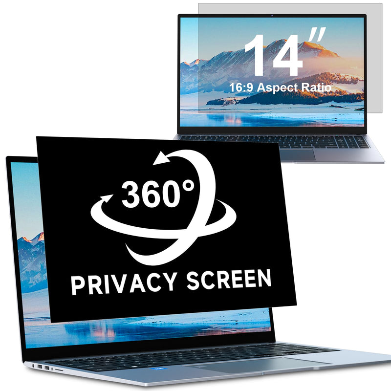 ZOEGAA 4-way 360° Privacy Screen For 14 Inch 16:9 Laptop That Screen Size is 12.2 in Wide and 6.8 in High. Removable Privacy Screen For Laptop Monitor, Anti Glare And Blue Light, Compatible With HP Dell Lenovo Asus Samsung Acer Thinkpad 14 in 16:9