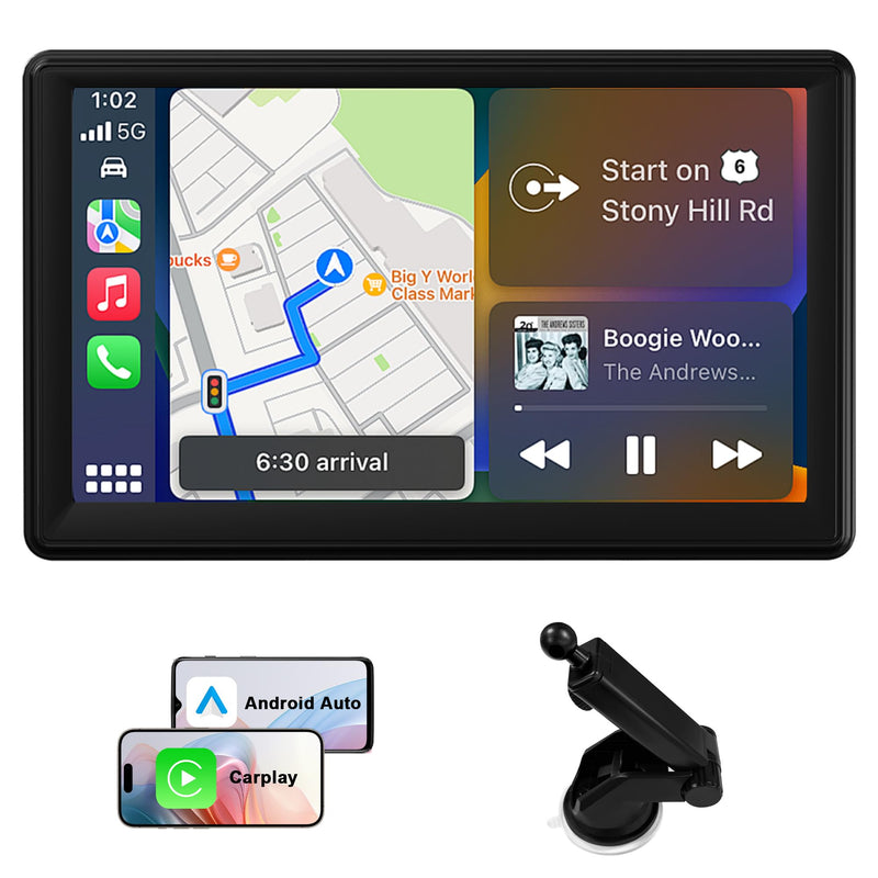 7 inch Double Din Car Radio: Wireless Carplay & Android Auto Car Radio Stereo, Bluetooth 5.0/FM/MP3/USB/Aux Input