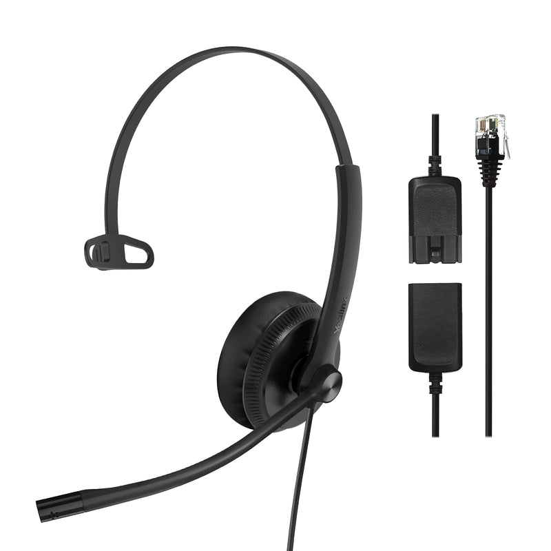 [AUSTRALIA] - Yealink Phone Headsets for Office Phones YHS34 QD to RJ9 Wired Headset Compatible with Poly Snom Grandstream Phones Desk Landline Headset with Microphone -Mono/72g/2.1m Cable Mono Convenient-YHS34 