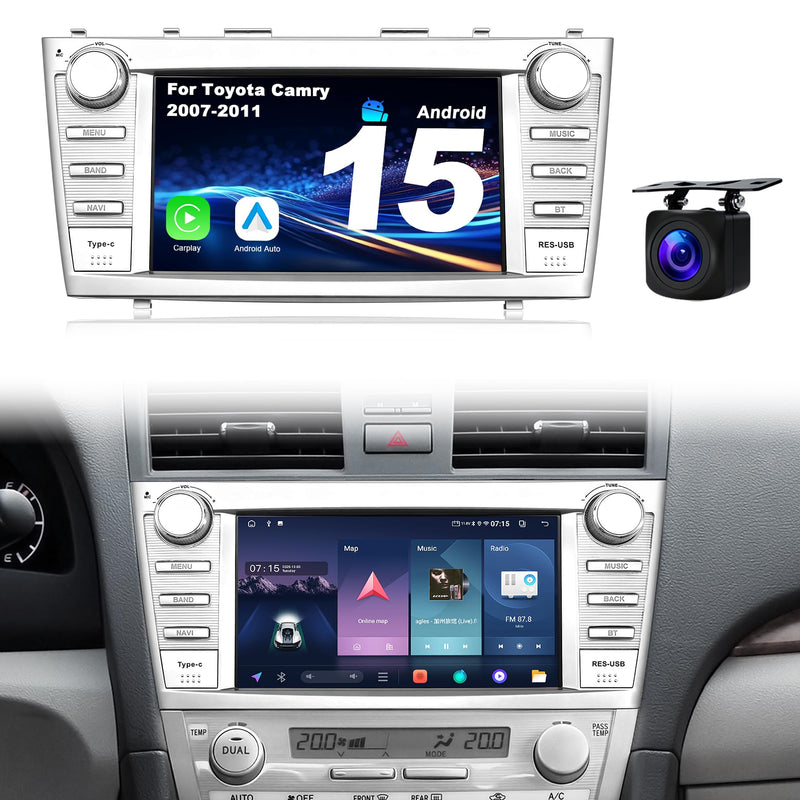 4Core & 32GB Android 15 OEM Car Radio for Toyota Camry 2007-2011 | Upgrade Wireless CarPlay & Android Auto with WiFi 6, Bluetooth 5.4, GPS, FM/RDS Radio, EQ, SWC, 1080P Backup Camera OEM-4Core-2GB RAM+32GB ROM