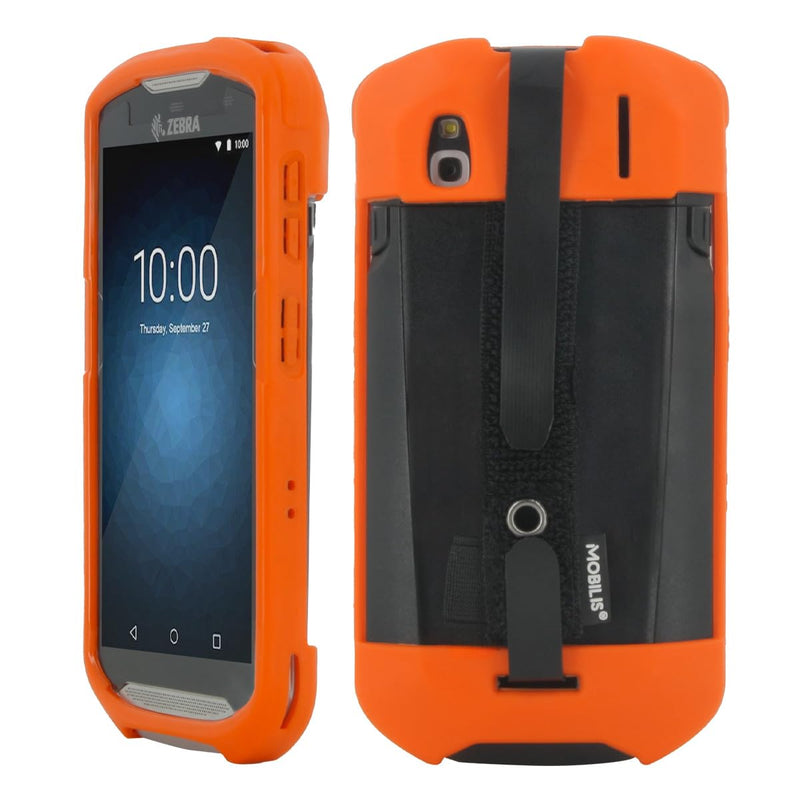 MOBILIS Rugged Case for Zebra TC51 - TC52 - TC56 - TC57 with Hand Strap | Shockproof Military Grade Drop Protection Cover made with Recycled Materials Neon Orange