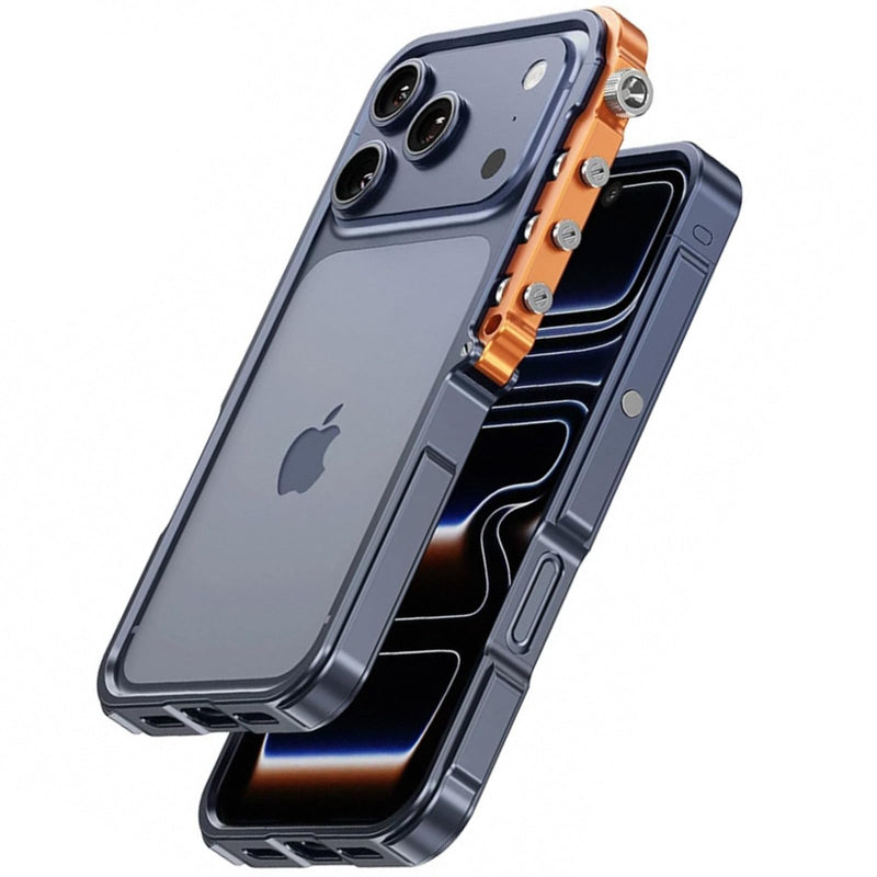 Metal Bumper Case for iPhone 17 Pro Max, Full-Frame Aluminum Bumper No Back Cover with Metal Buttons, Minimalist Bare-Hand Feel, Blue for iPhone 17 Pro Max 6.9"