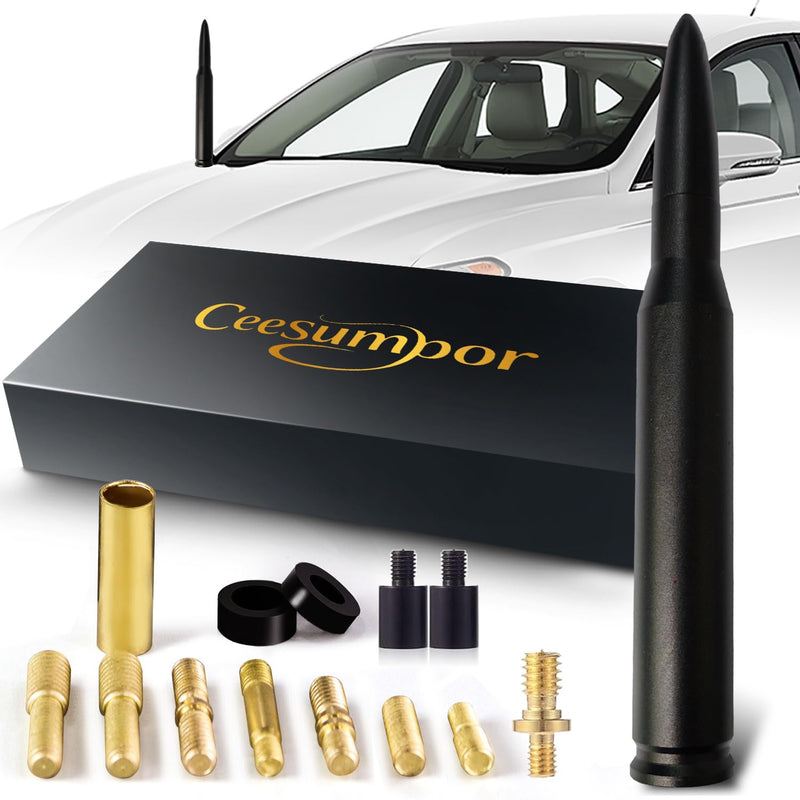 [AUSTRALIA] - 7.8in 50 Cal Bullet Antenna Black Antenna for Truck Car Antenna Replacement Truck Antenna Slverado 1500 Bullet Antenna Ford f150 f250 f350 GMC Sierra 1500 ram 1500 Jeep Dodge (Black) 7.8inch 
